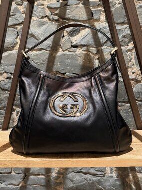 Gucci Black Medium Britt GG Hobo Bag